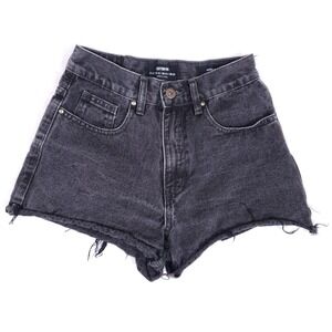 Cotton On High A Line Black Cutoff Shorts Raw Hem Distressed Casual Grunge Sz 2